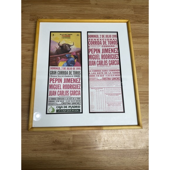 Other - Framed 1995 Plaza De Toros‎ Madrid Las Ventas Bull Fighting Poster